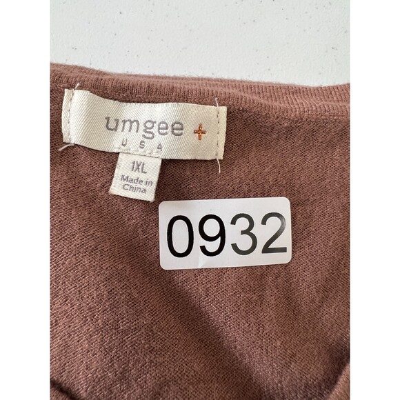 Umgee Plus Brown Long Sleeve Sweater with Criss Cross Detail Women's 1XL - Picture 8 of 8